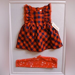 Cat & Jack 6-9 months dress red navy plaid baby girl NWT + pre owned pants